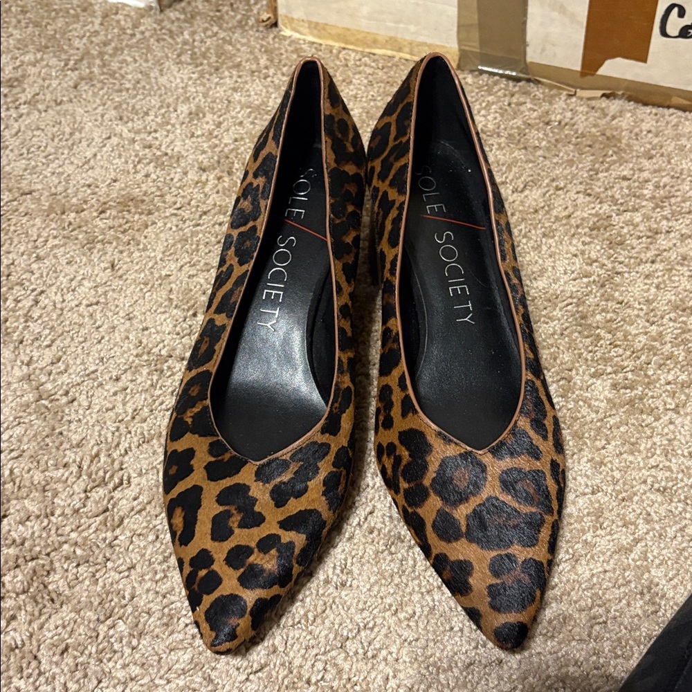 Sole Society Leopard Print Calf Hair Pumps